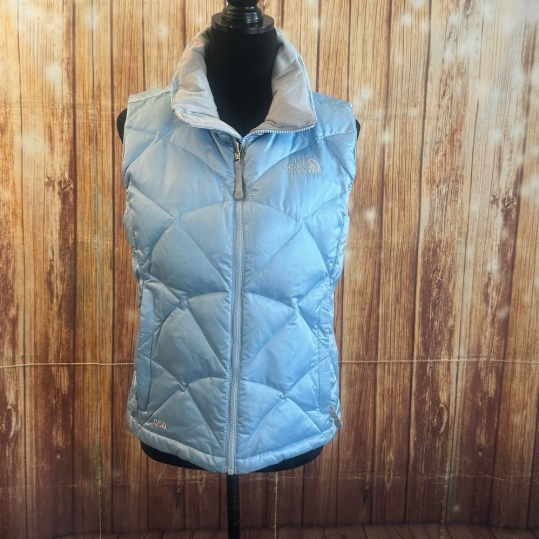 The North Face Women’s 550 Puffer Vest Dust Blue Insulated Warm Size Small