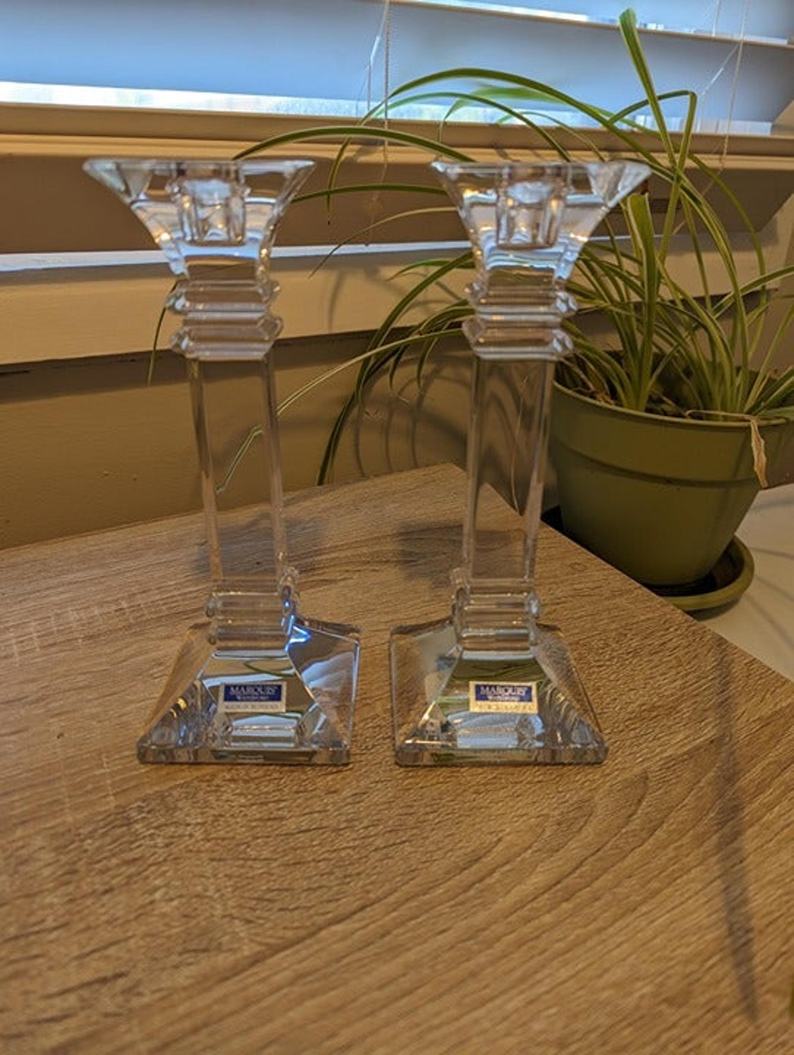 New Pair of Marquis Waterford Treviso 8" Crystal Candlesticks