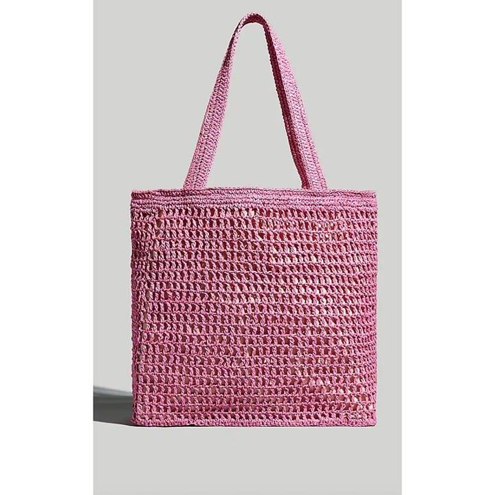 Madewell 98 Transport Tote: Straw Edition Retro Pink NF072