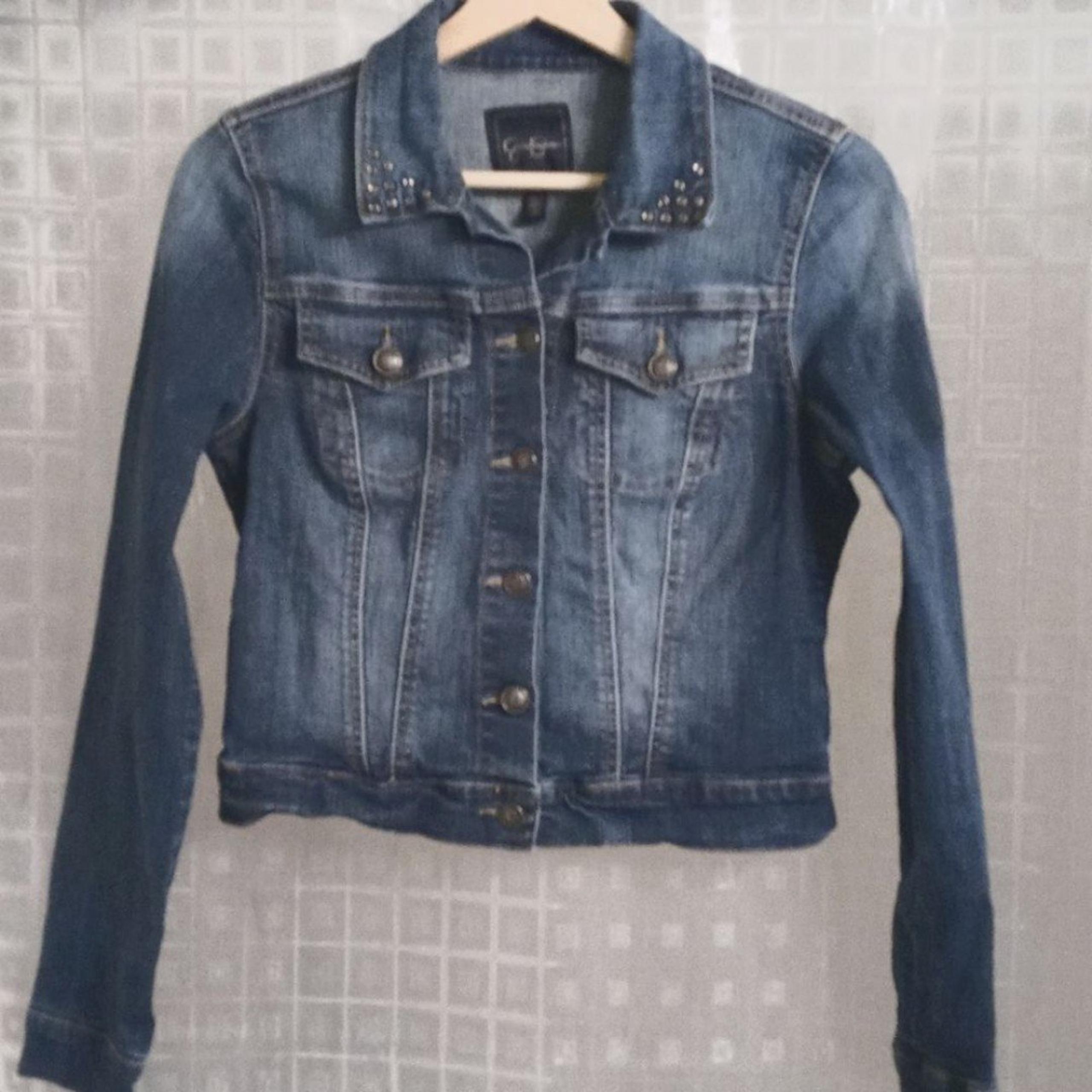 Jessica Simpson Embellished Blue Denim Jean Jacket