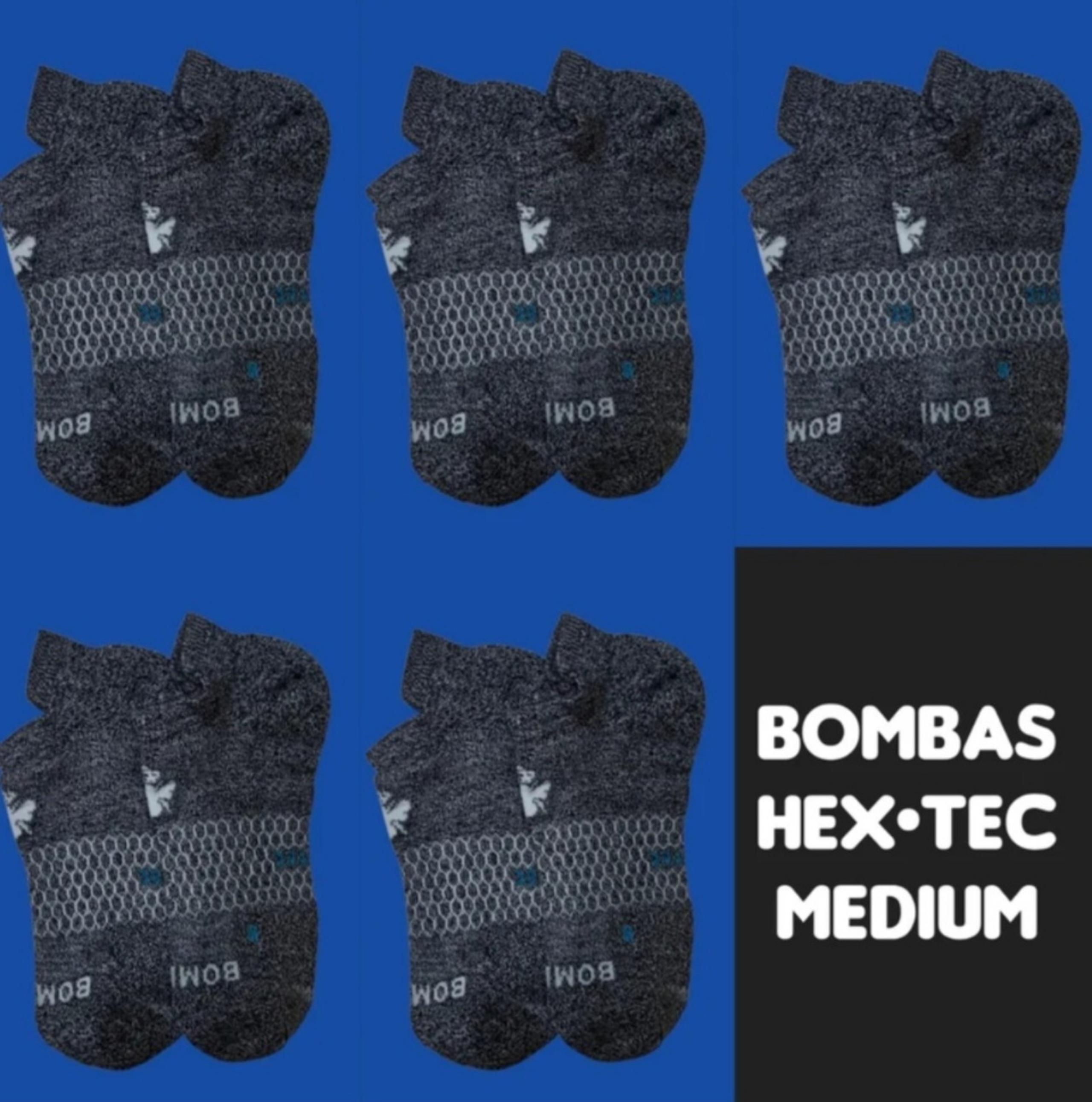 Bombas Grey Athletic Ankle Hex Tec All Purpose Performance Medium 5 Pair BNWT