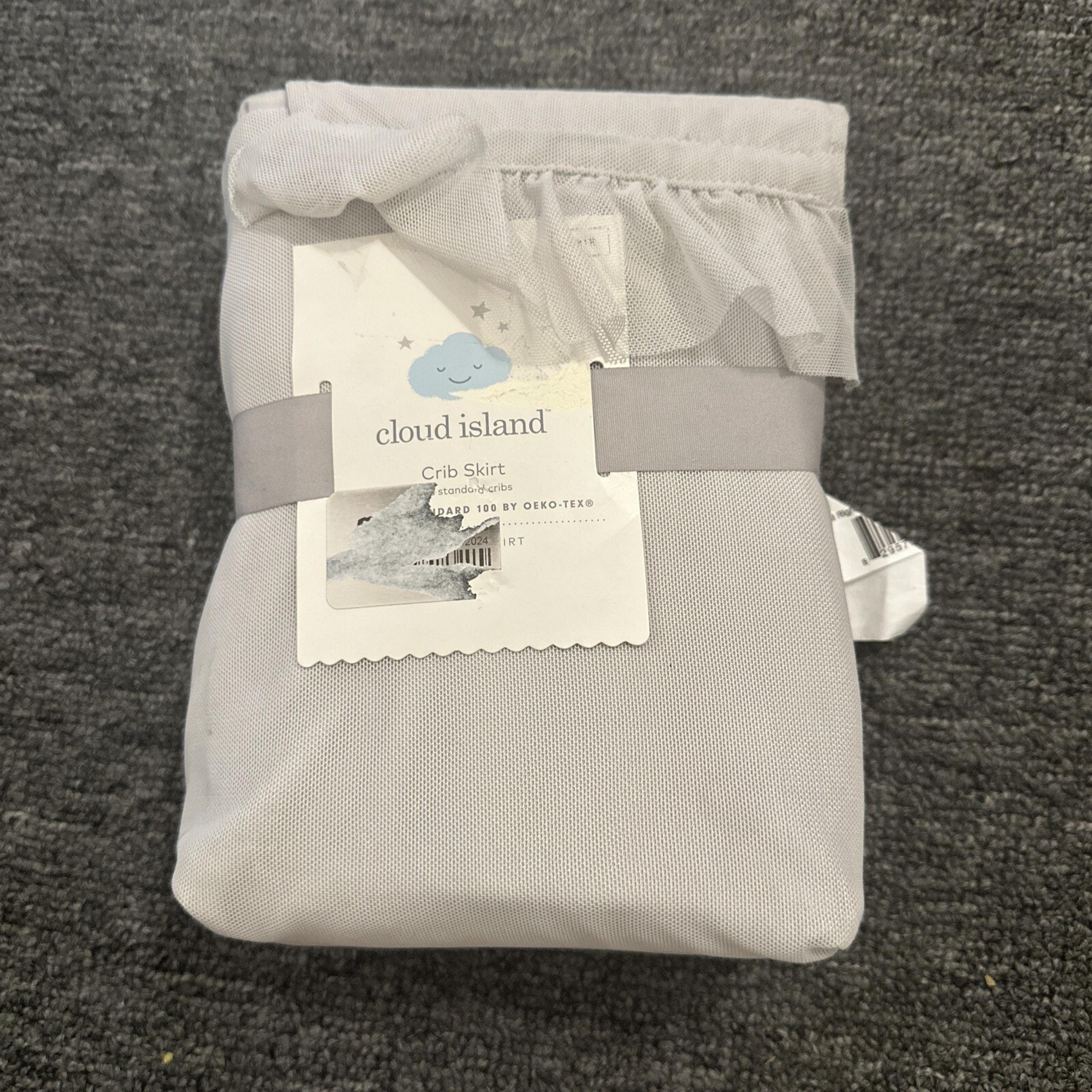 Cloud Island Baby Crib Skirt 28”x 52” Gray Ruffle