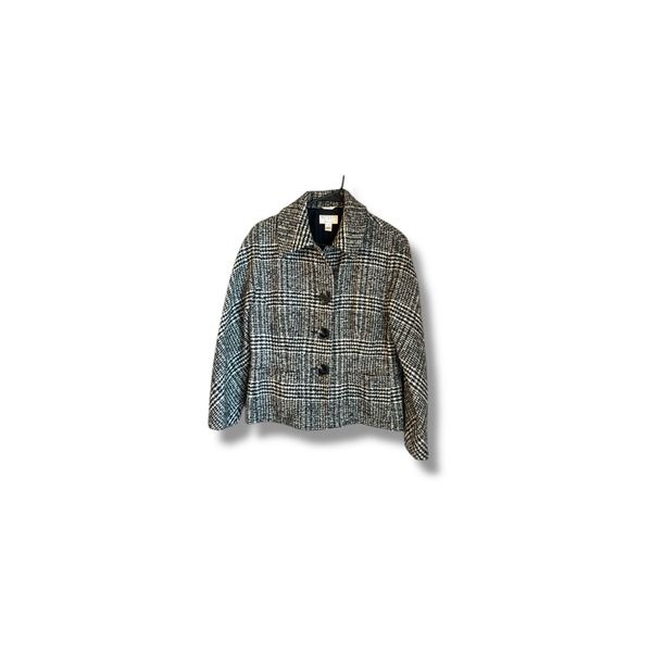 Talbots alpaca wool plaid button front with pockets blazer sz 12 old money caree