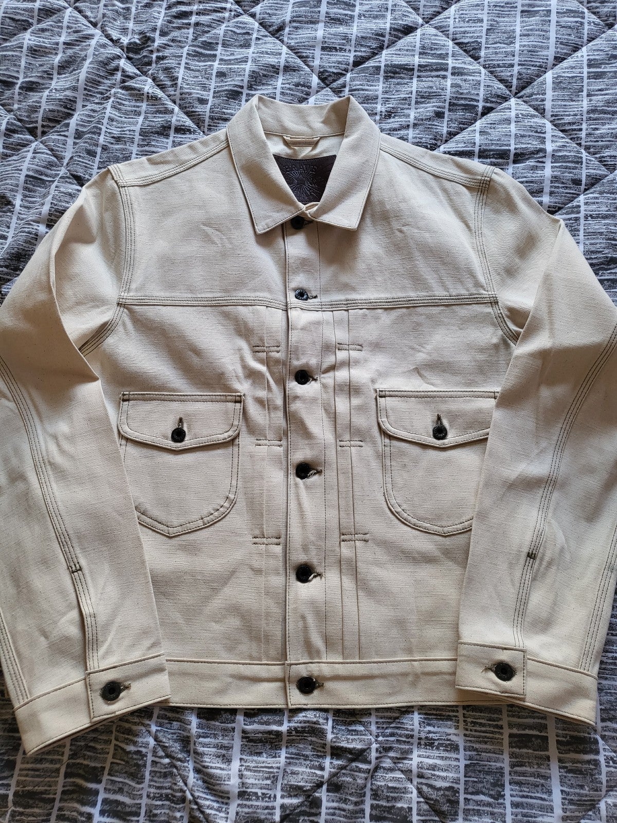 Brave star selvedge cone mills natural seeded cotton selvedge denim jacket
