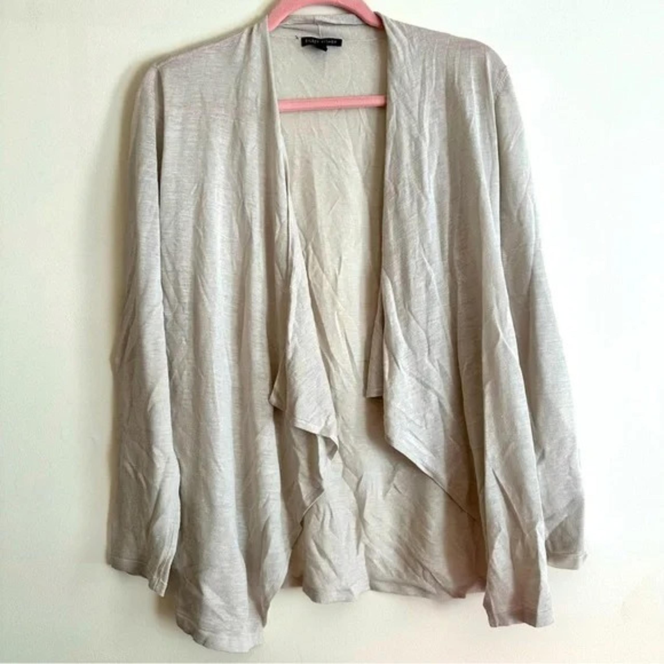 EILEEN FISHER | XS | Silk and Linen Blend | Light Gray | Cardigan