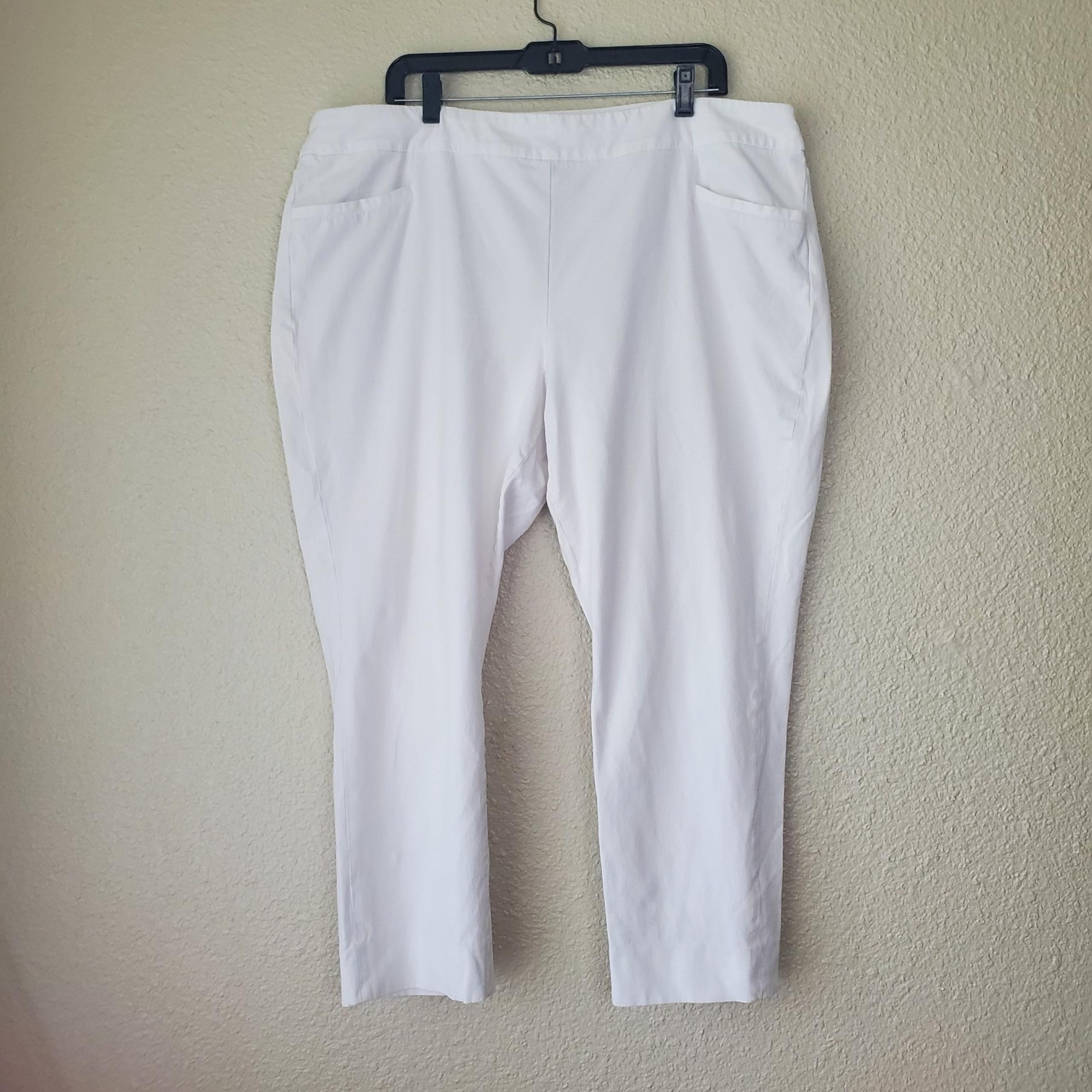 Soft Surroundings women's white capri pants, size 2x, cotton blend, pockets