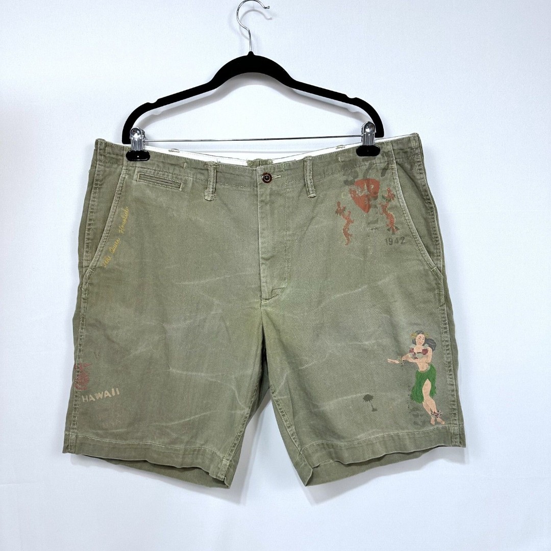 Polo Ralph Lauren Relaxed Fit 8” Hula GUAM Souvenir Khaki Chino Shorts Men’s 40