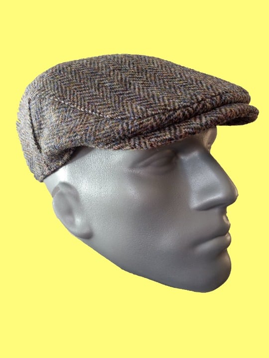 LARGE Hartside HS14 Scottish Highland Harris Tweed® Flat Cap - SLATE GRAY