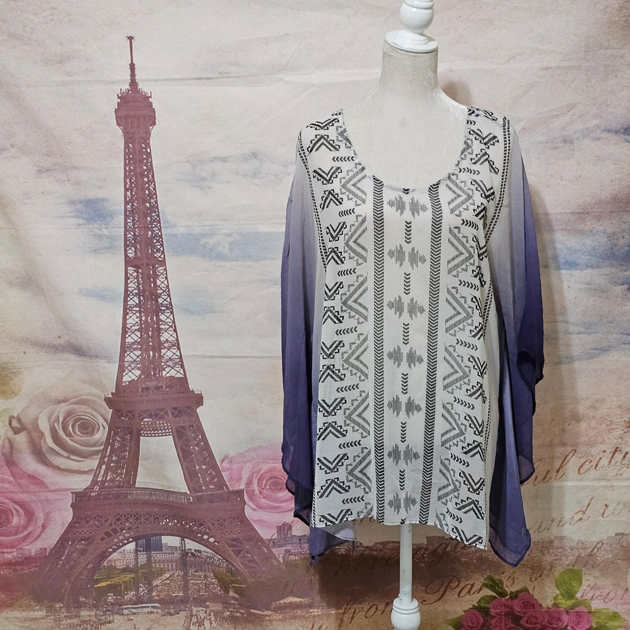 Cato Women's Patterned Top - Purple and White Sz 14/16W