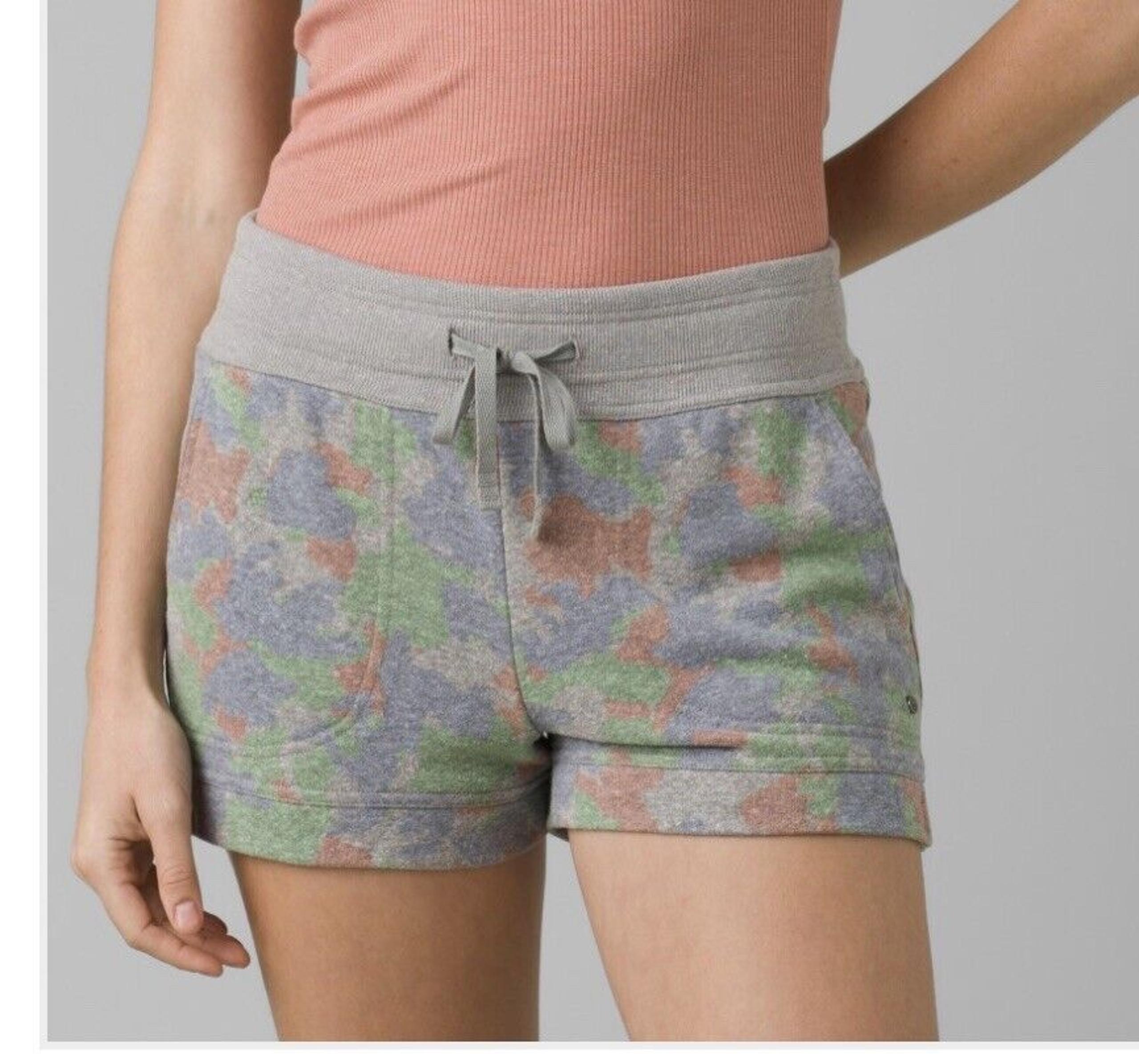 Prana Women Cozy Up Shorts Heather Grey Montage Size L Lounge Lightweight New