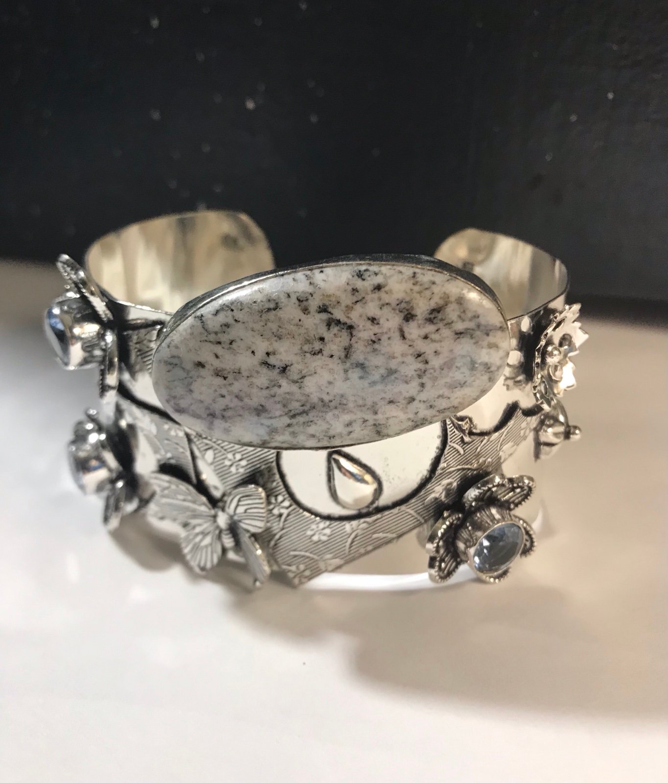 K2 Jasper Blue Topaz 925 Sterling Silver Cuff Bracelet
