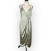 Shona Joy Luxe Tie Front Cocktail Dress Women's 10 Green Sleeveless Midi NWT