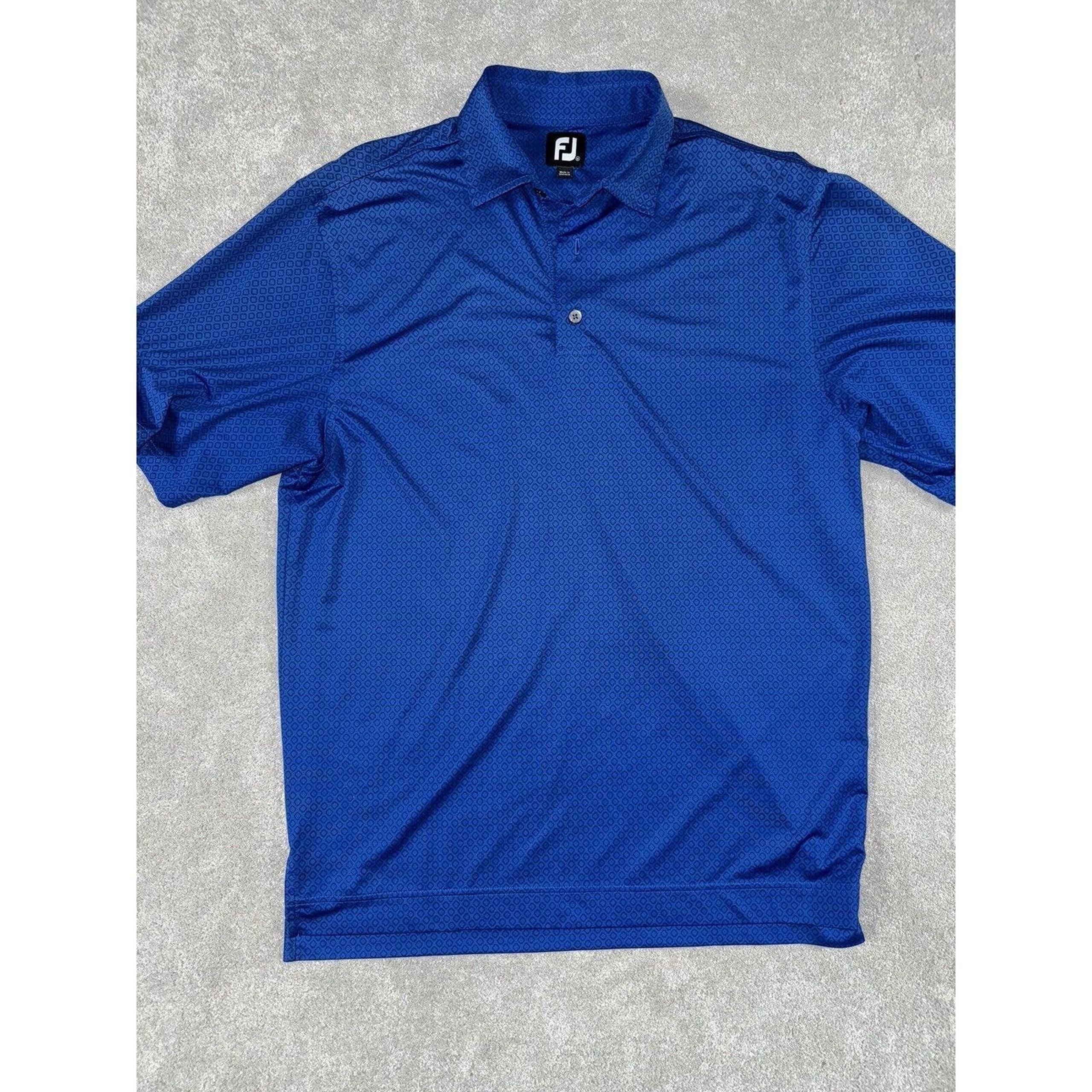 Footjoy FJ Polo Geometric Blue Short Sleeve M All Over Print Athletic Fit