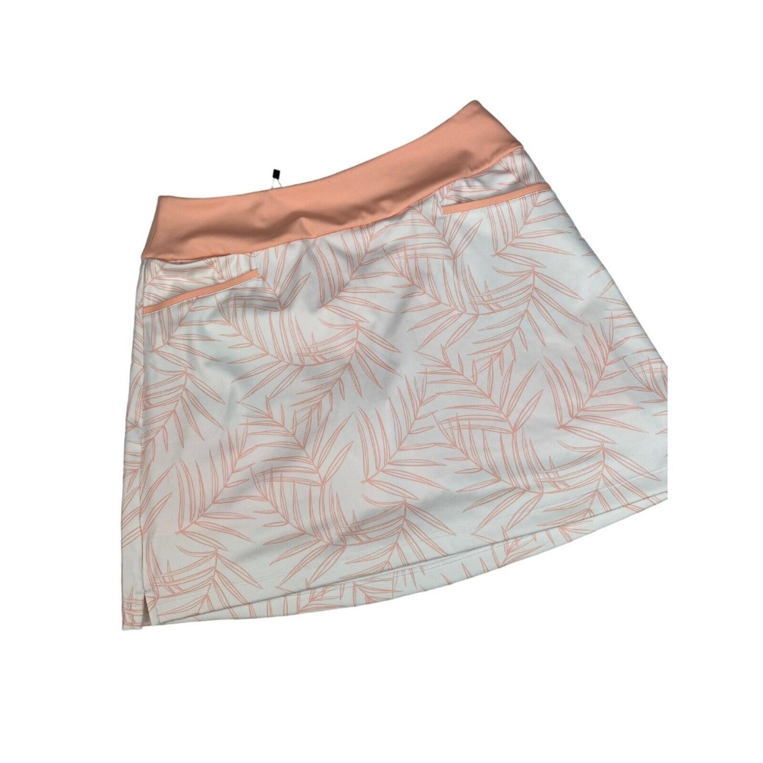 Adidas Skirt Skort Women's Size Small White/Orange Leaves Print Polyester Blend