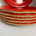 Vintage Mid-Century Enamel Camping Plates with Rattan Liners