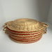 Vintage Mid-Century Enamel Camping Plates with Rattan Liners