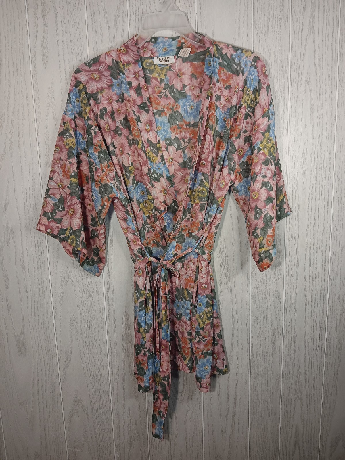 VTG Victoria's Secret Floral Satin Gold Label Kimono/Robe/Peignoir One Size