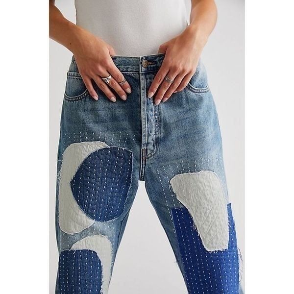 Free People x Sandrine Rose Harem Patch Jeans Size 26