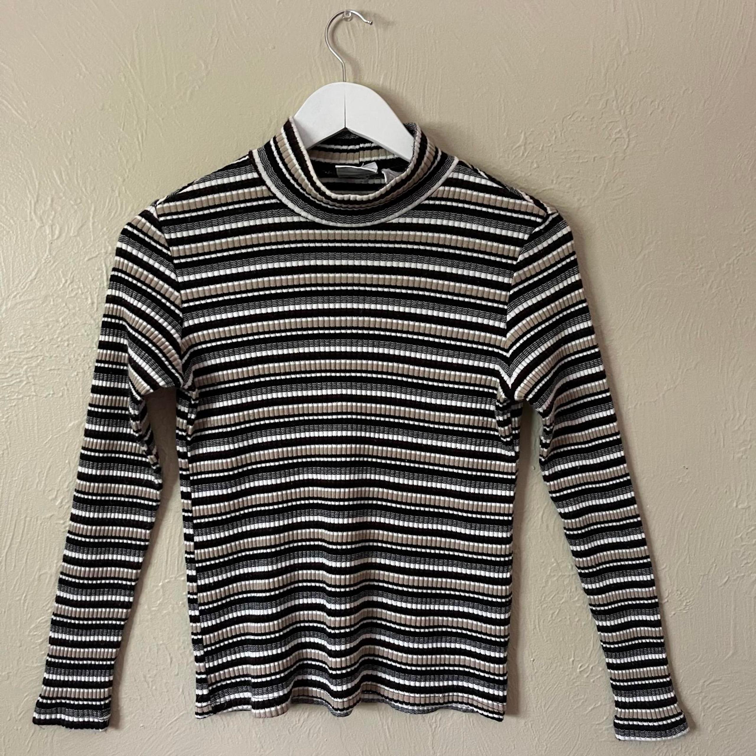 Basic Editions Women's Striped Turtleneck Top - Size Medium
