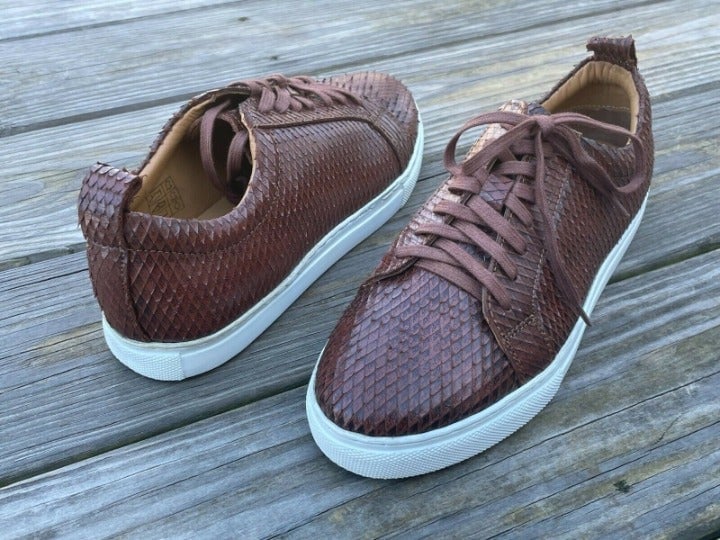 J.Shoes women shoes Snake leather Low Top Sneakers Lace Up WeaverNEW