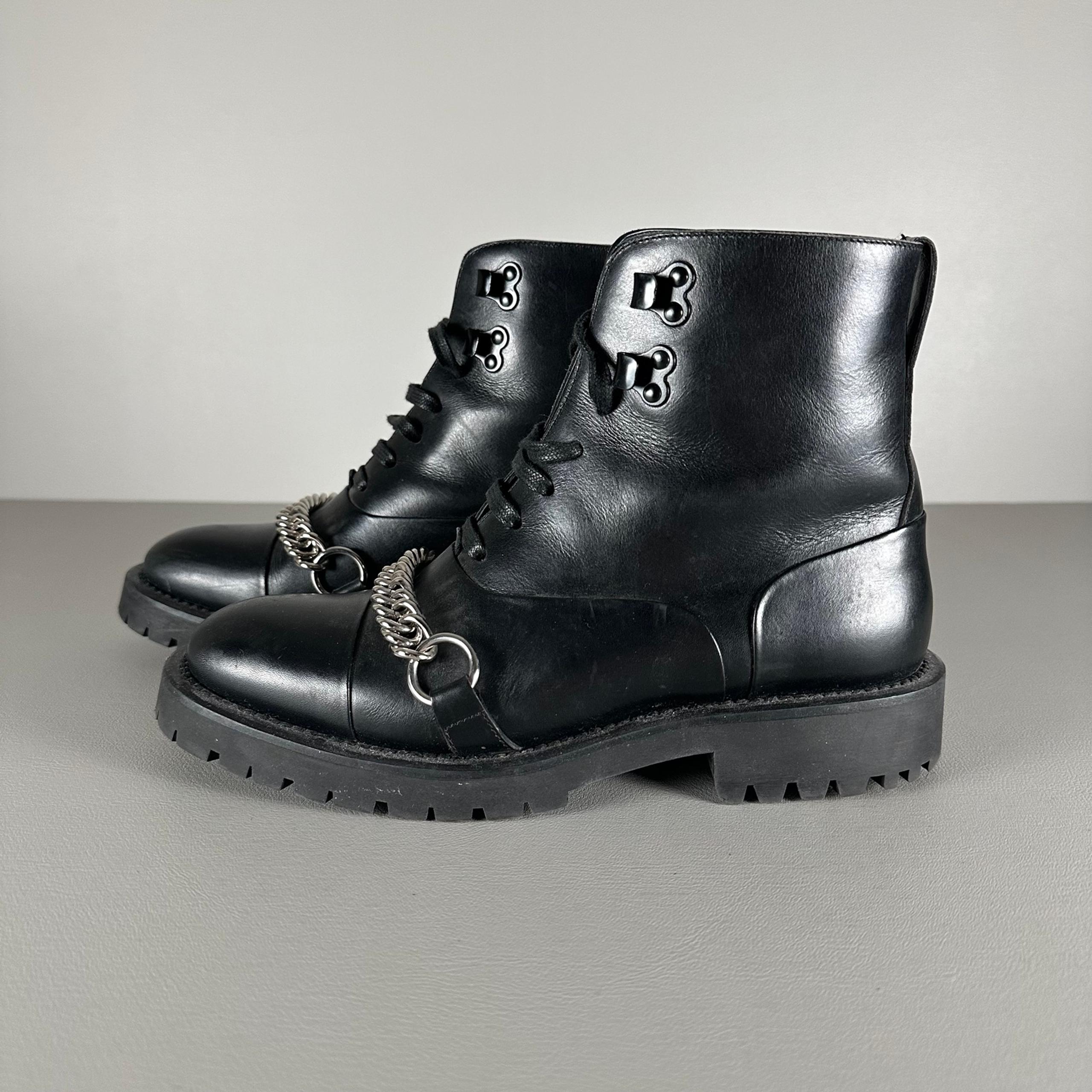 Burberry Women's Barke Chain-Link Accents Combat Boots
