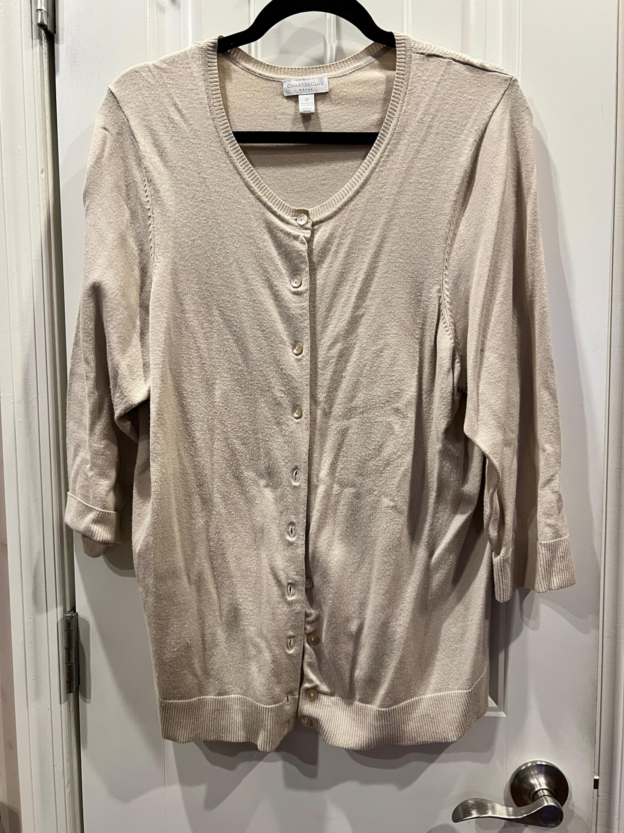 Charter Club Woman Beige Tan Cardigan Sweater Sz 2x