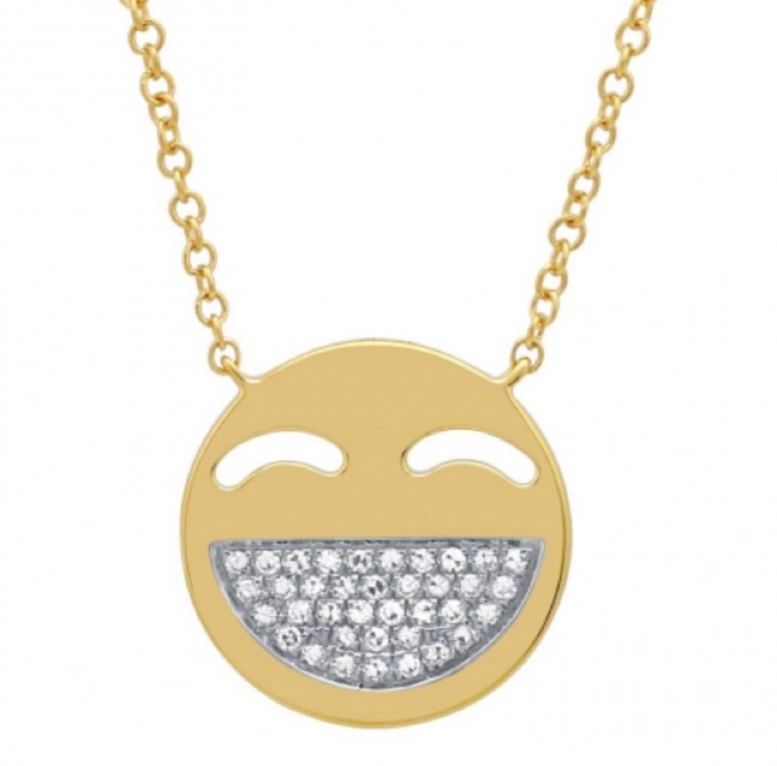 14K Yelliw gold and diamond smiley face