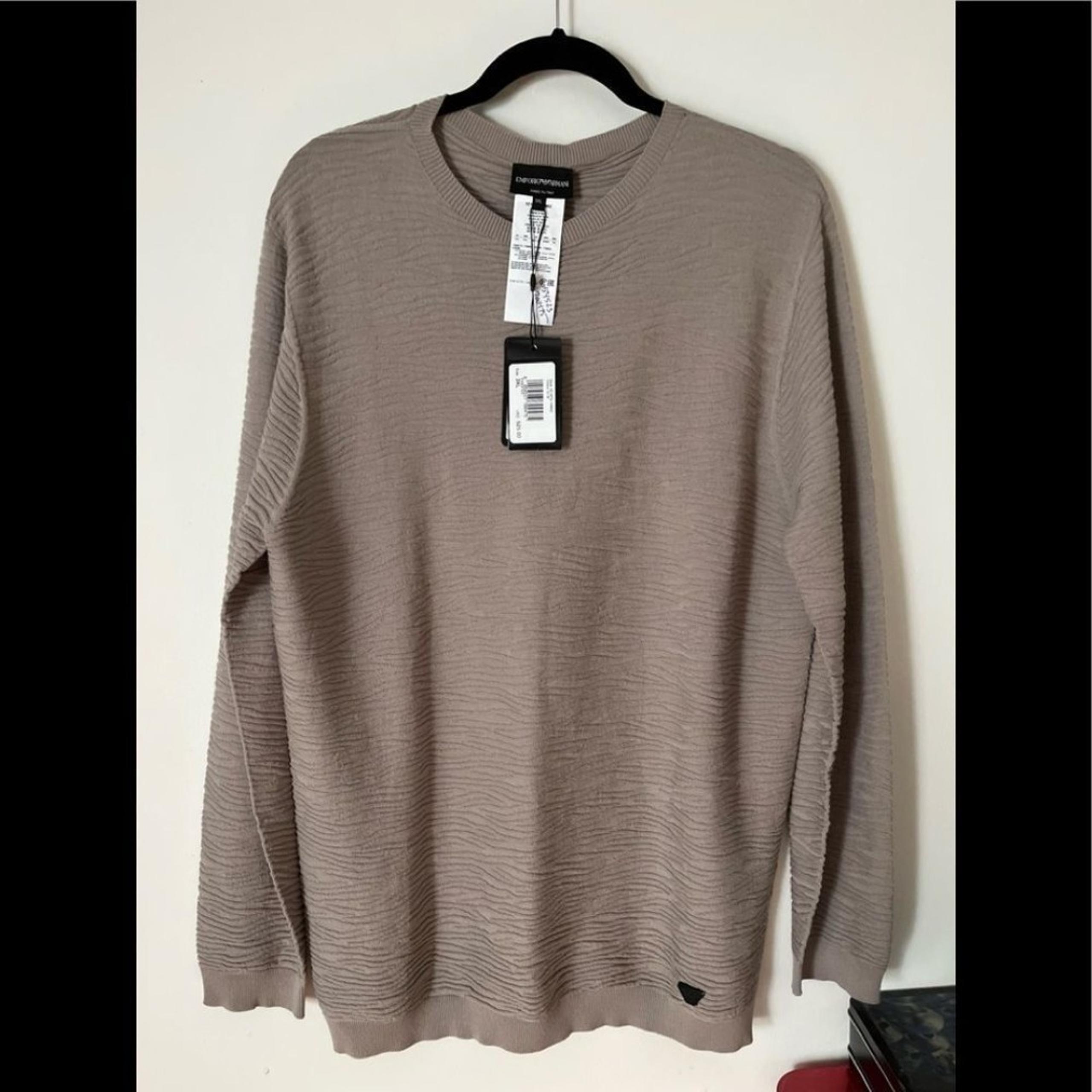 NWT Emporio Armani Men’s Sweater, Ribbed Texture, Light Chocolate Color, 3XL
