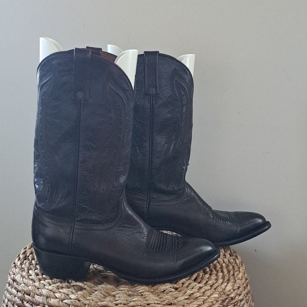 Lucchese 2000 Mens Cordovan Leather Embroidered Cowboy Boots Size 10EE