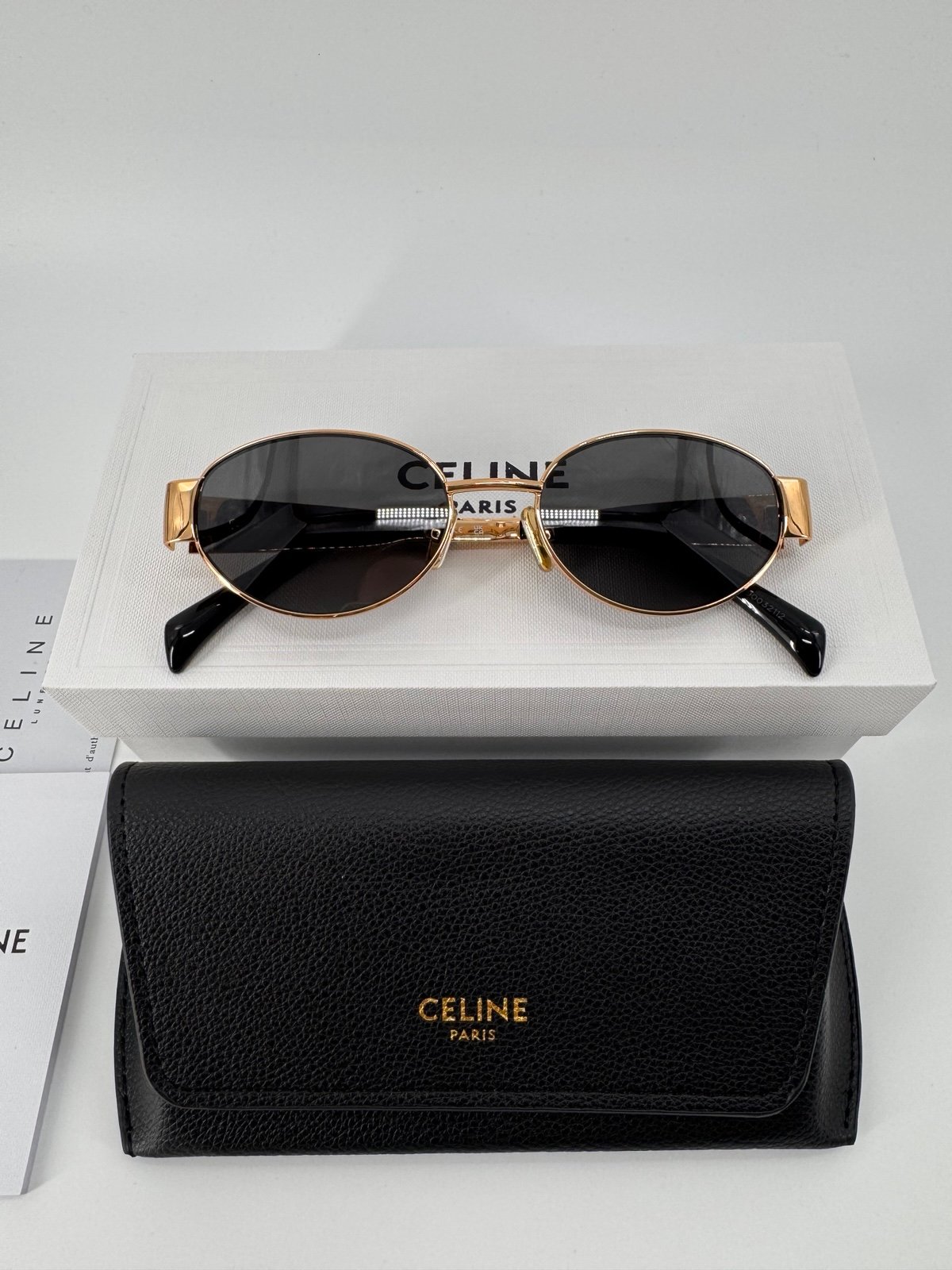 NWT Celine Triomphe Gold Metal Frame Sunglasses