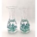 Joe Rice Glass Paperweight Bud Vase Set of 2 Blue Trumpet Flower Bubbles 2008