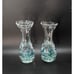 Joe Rice Glass Paperweight Bud Vase Set of 2 Blue Trumpet Flower Bubbles 2008
