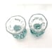 Joe Rice Glass Paperweight Bud Vase Set of 2 Blue Trumpet Flower Bubbles 2008