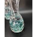 Joe Rice Glass Paperweight Bud Vase Set of 2 Blue Trumpet Flower Bubbles 2008
