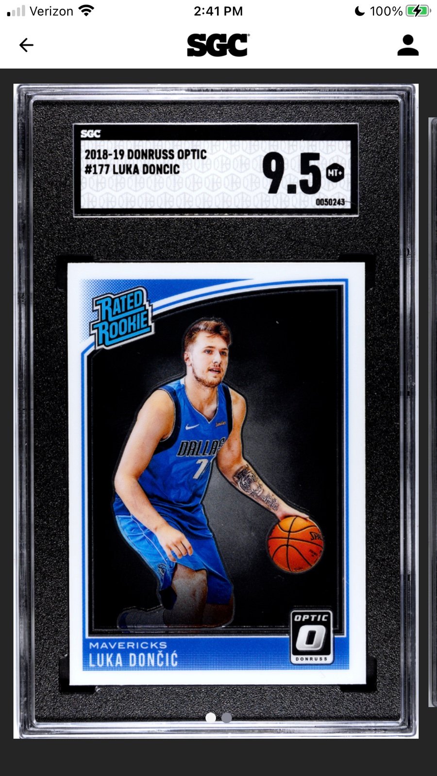 2018-19 Donruss Optic Luka Doncic Rated Rookie #177 SGC 9.5! See Description!