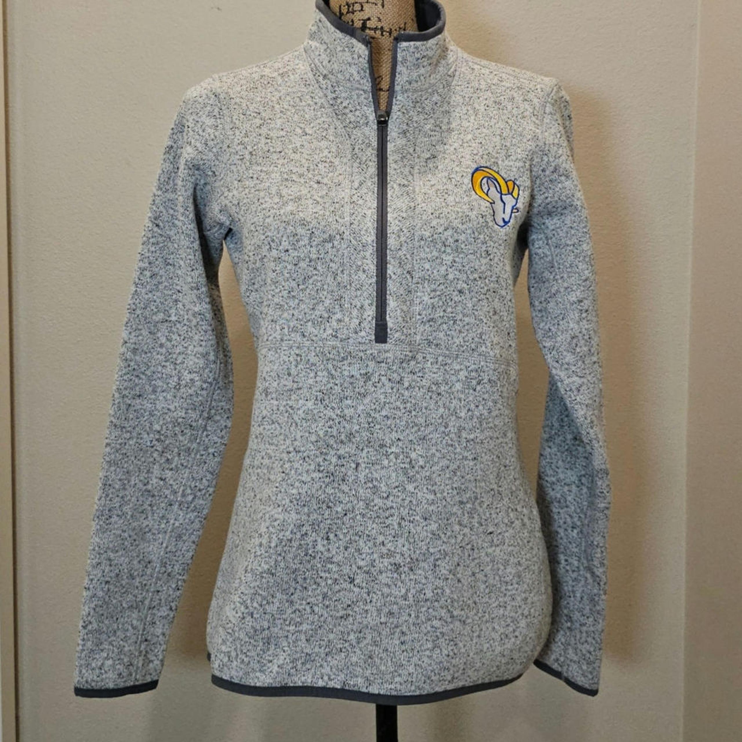 NWOT Women's Antigua Rams Heather Gray 3/4 Zip Jacket Size Medium