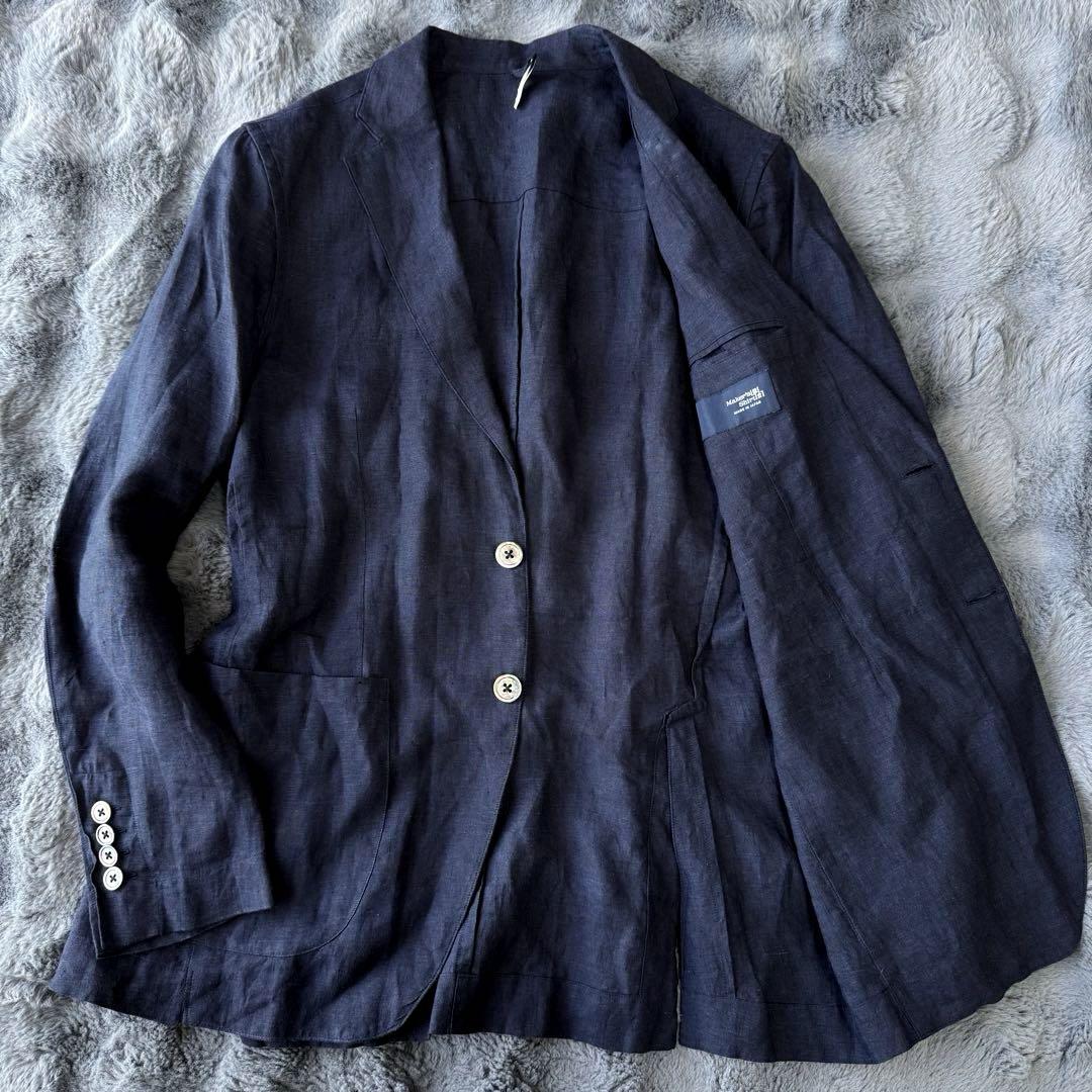 鎌倉シャツ Tailored Jacket Linen 100% Navy M Size 2B Dark Blue