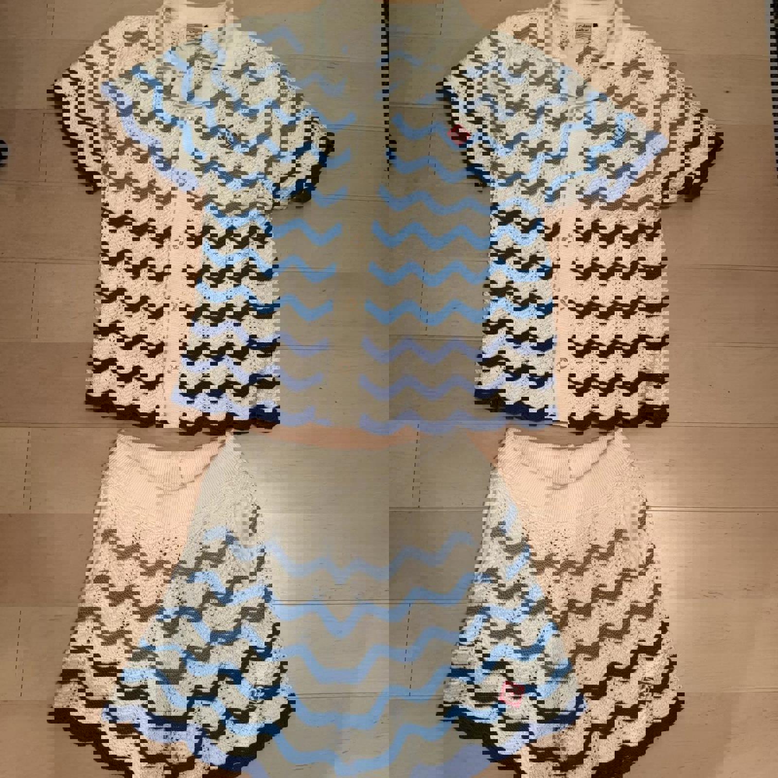 Casablanca blue and white knitted shorts and shirt set