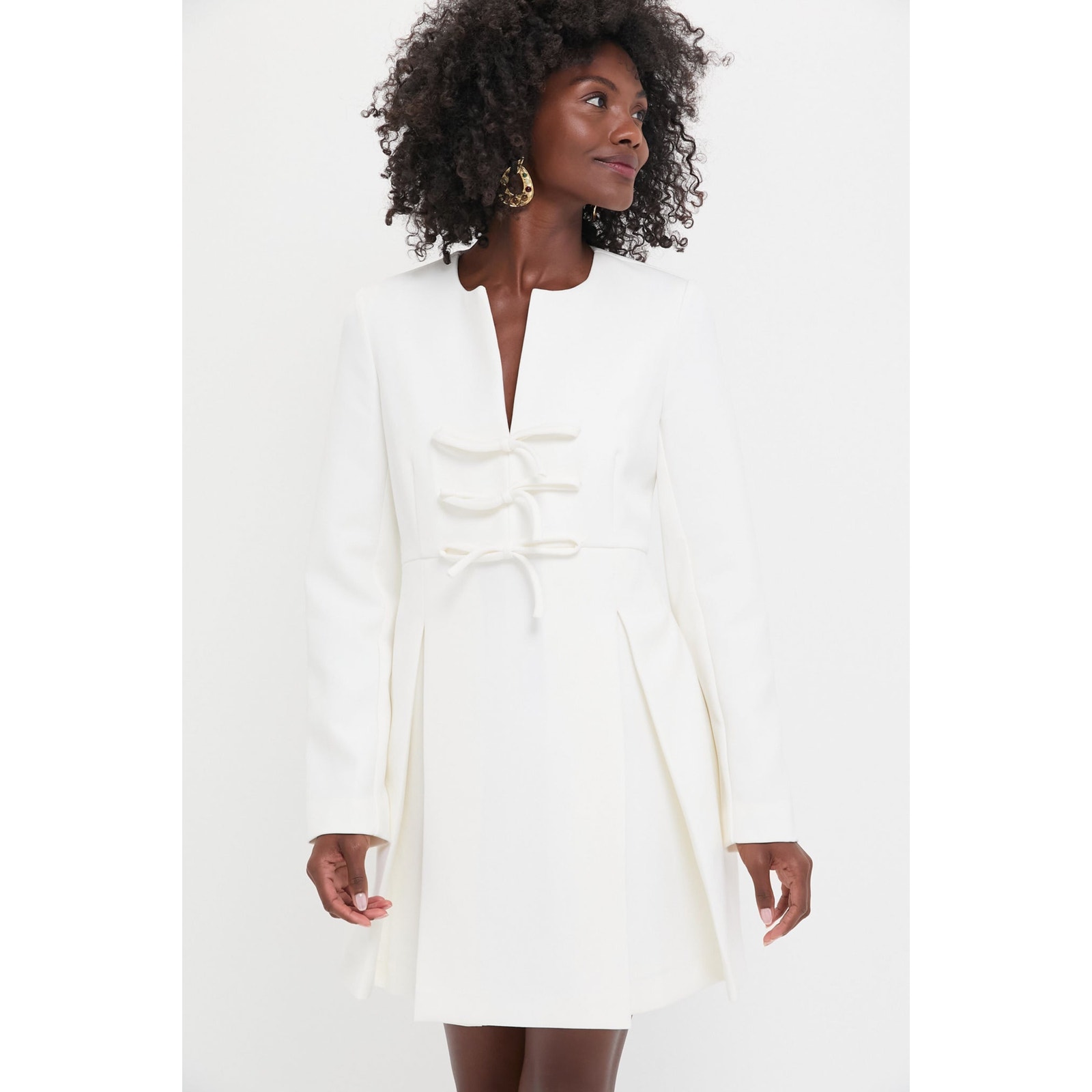 TUCKERNUCK White Crepe Blair Bow Coat Dress NWT Size XXS