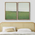 Framed Canvas Print Wall Art Set Green Pastel Paint Stroke Landscape Abstract
