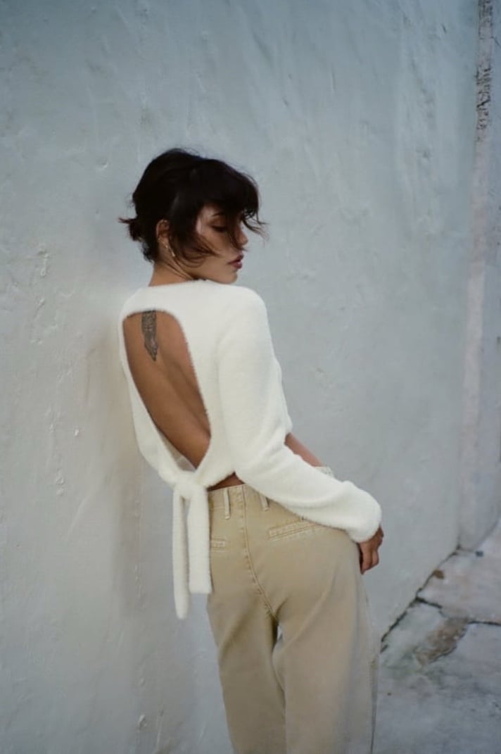 Zara Faux Fur Cut Out Top