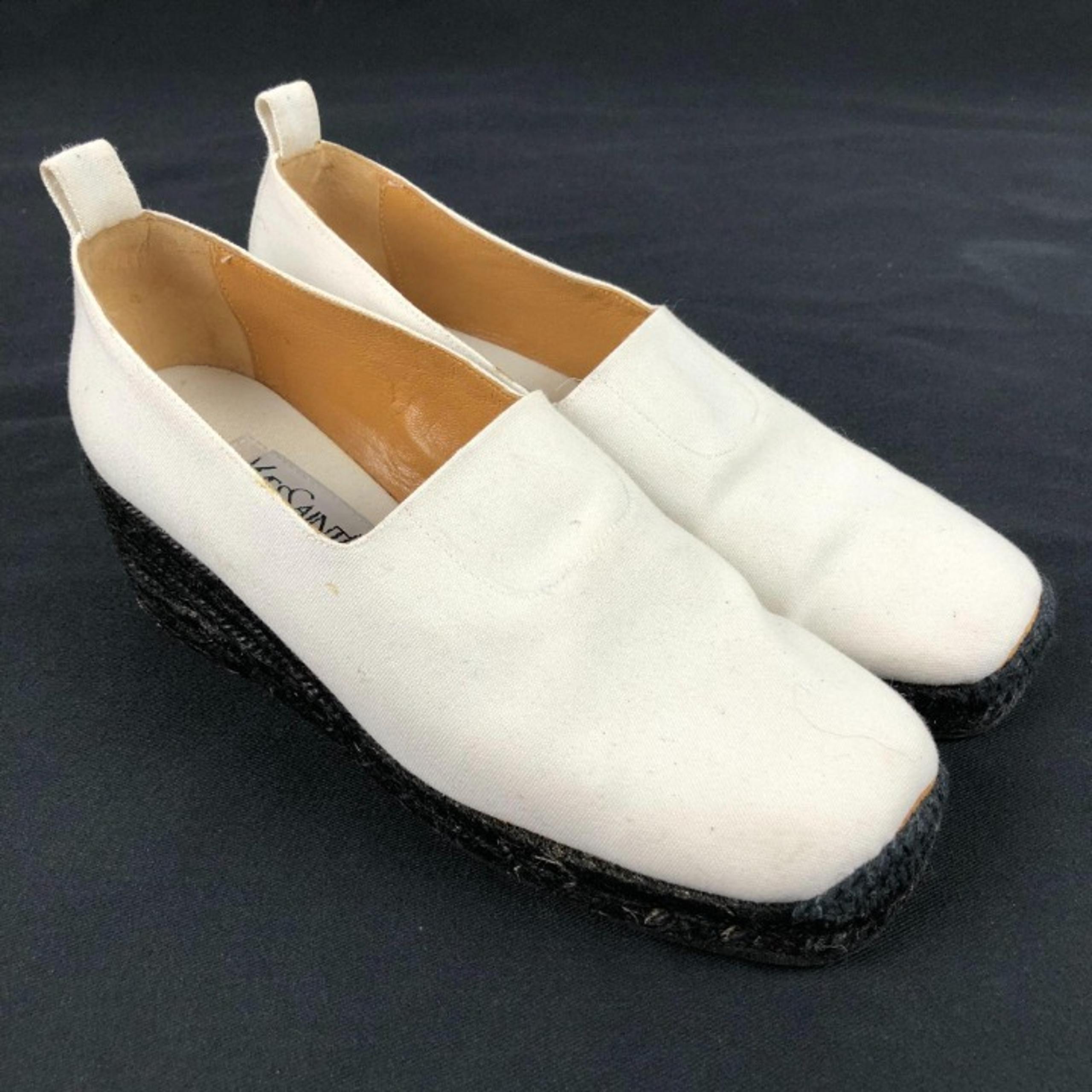 YVES SAINT LAURENT White Leather Slip-on Shoes Loafer Espadrilles Style size 7