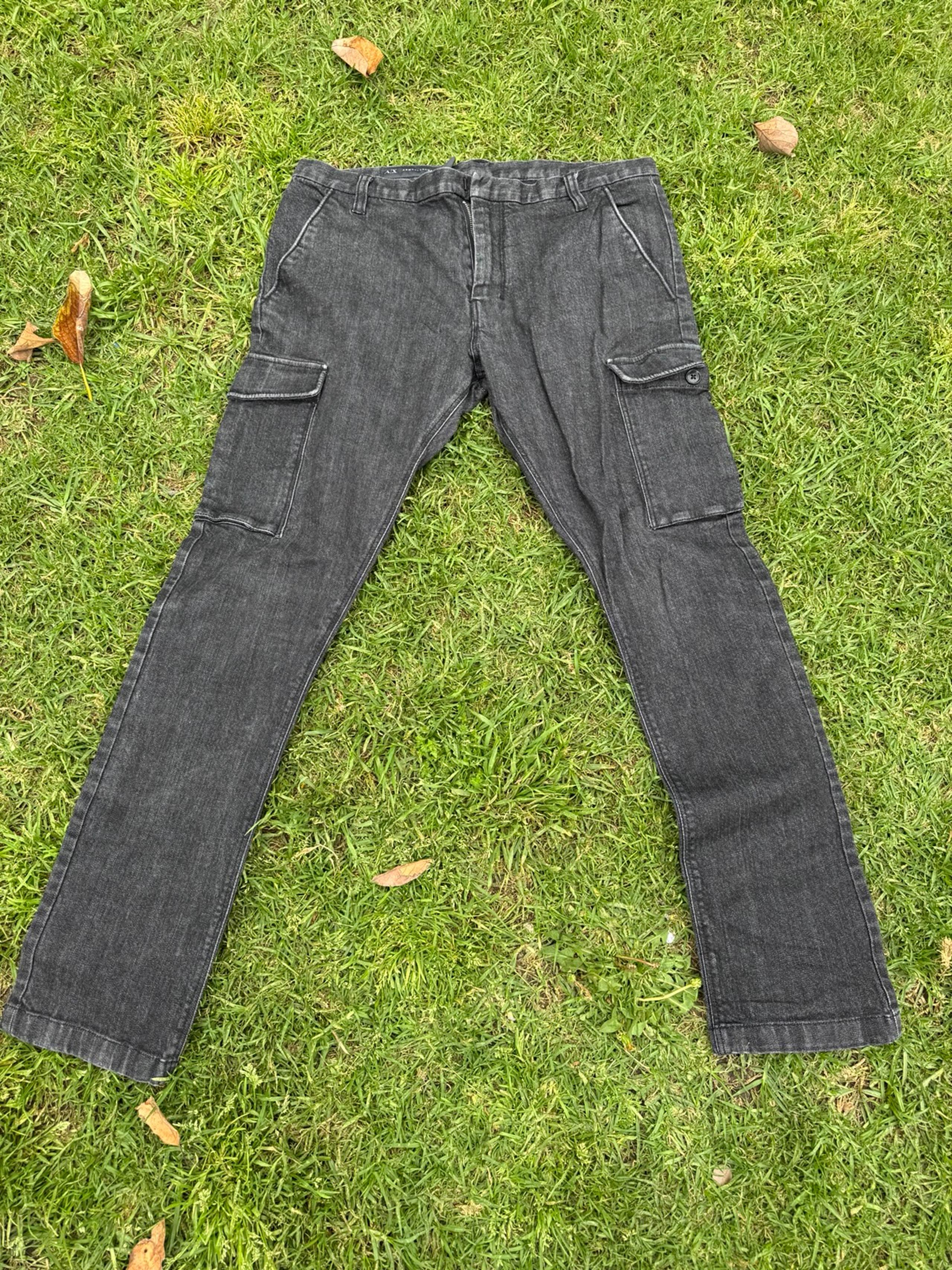Armani Exchange Black Washed Denim Cargo pants size 34
