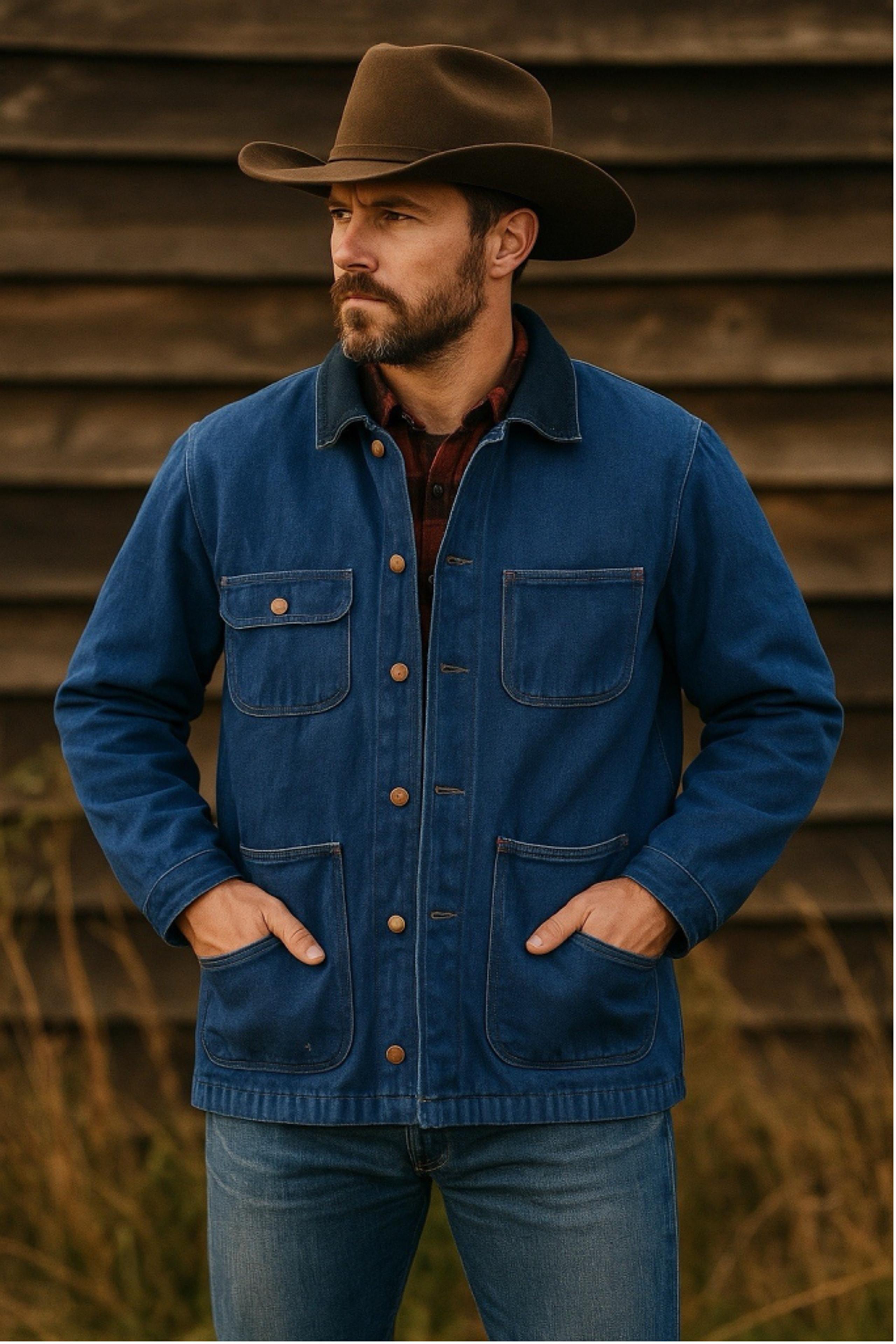 VTG Wrangler Bell Denim SZ L Jean Chore Jacket Flannel Lined Work Coat USA