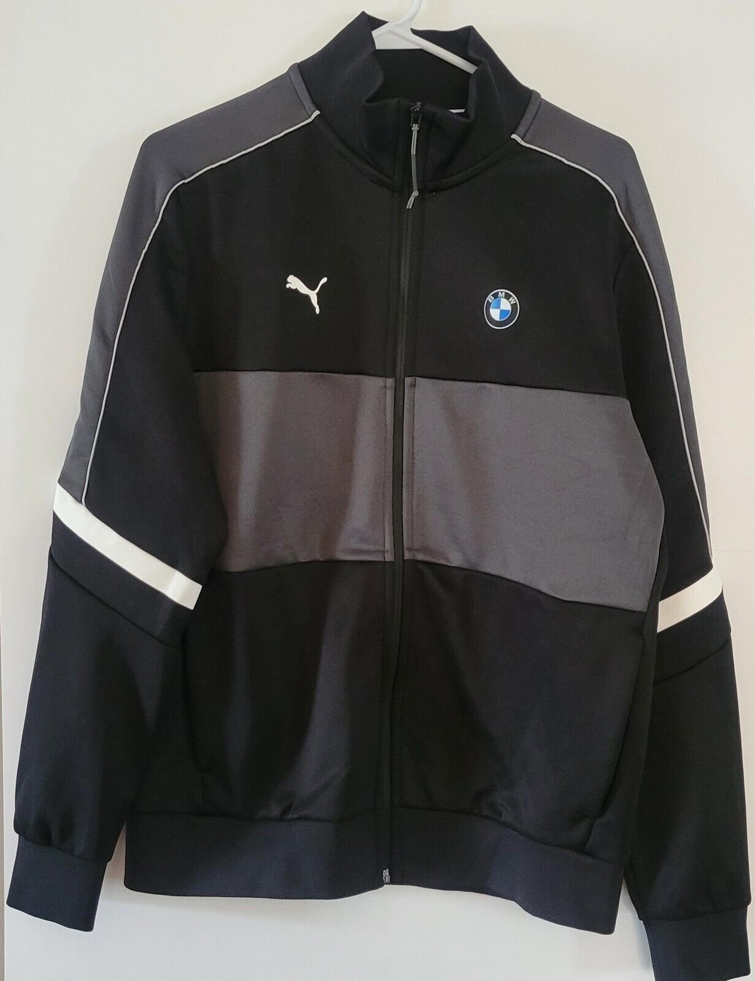Puma Motorsports BMW Hoodie Black Full Zip Long Sleeve Sweatshirt Mens Size Med