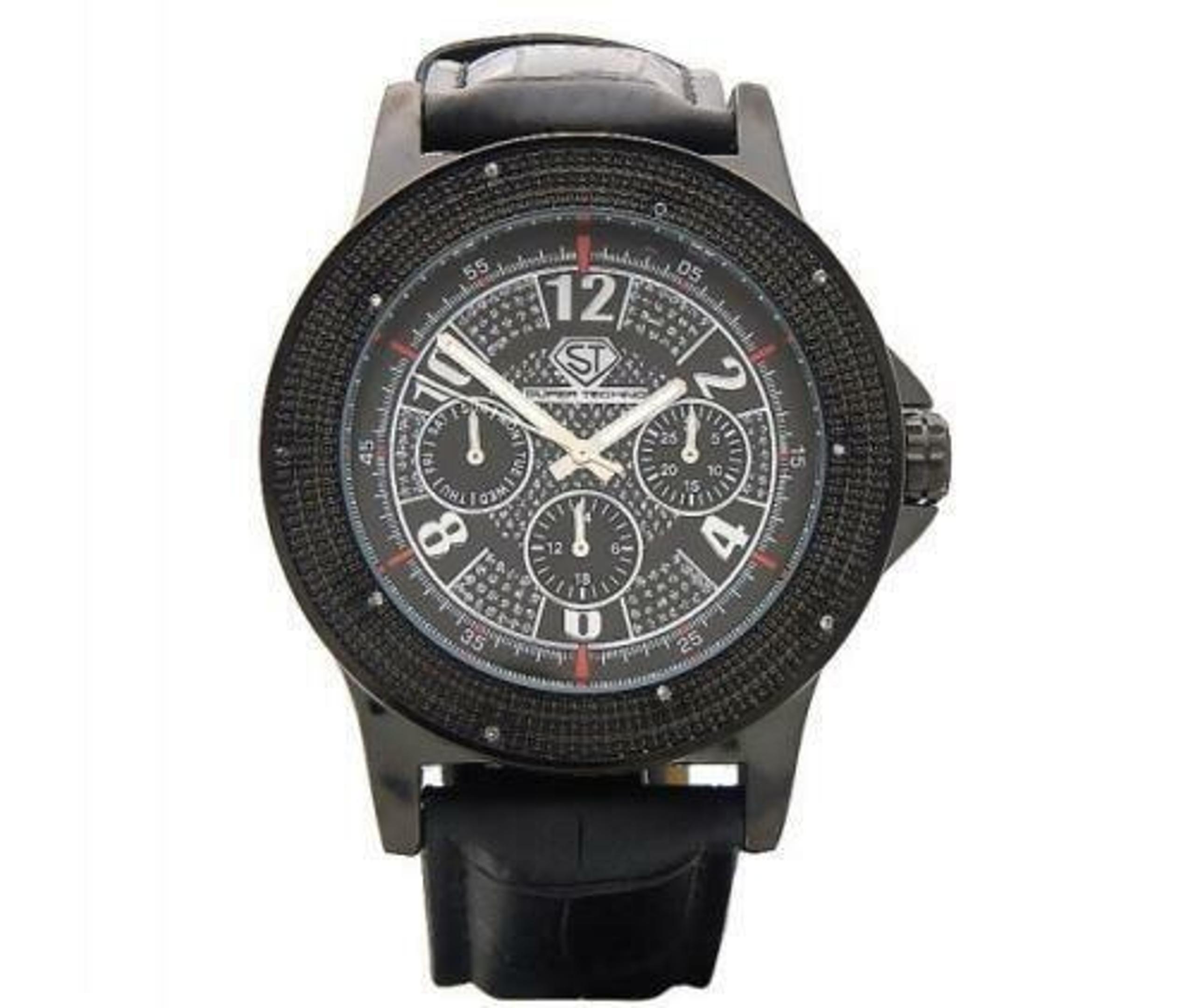 Super Techno 0.10CT diamonds Watch Black
