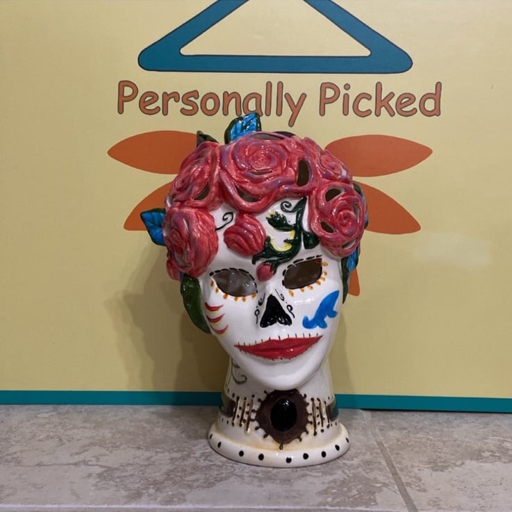 Blue Sky Clayworks DAY OF THE DEAD HEAD Tealight Holder
