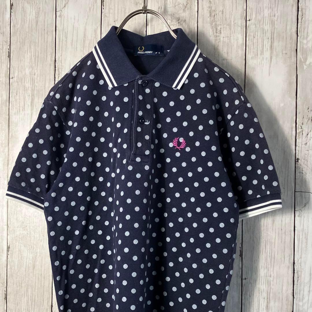 FRED PERRY Polo Shirt, Size S, Navy Dot, Made in Japan