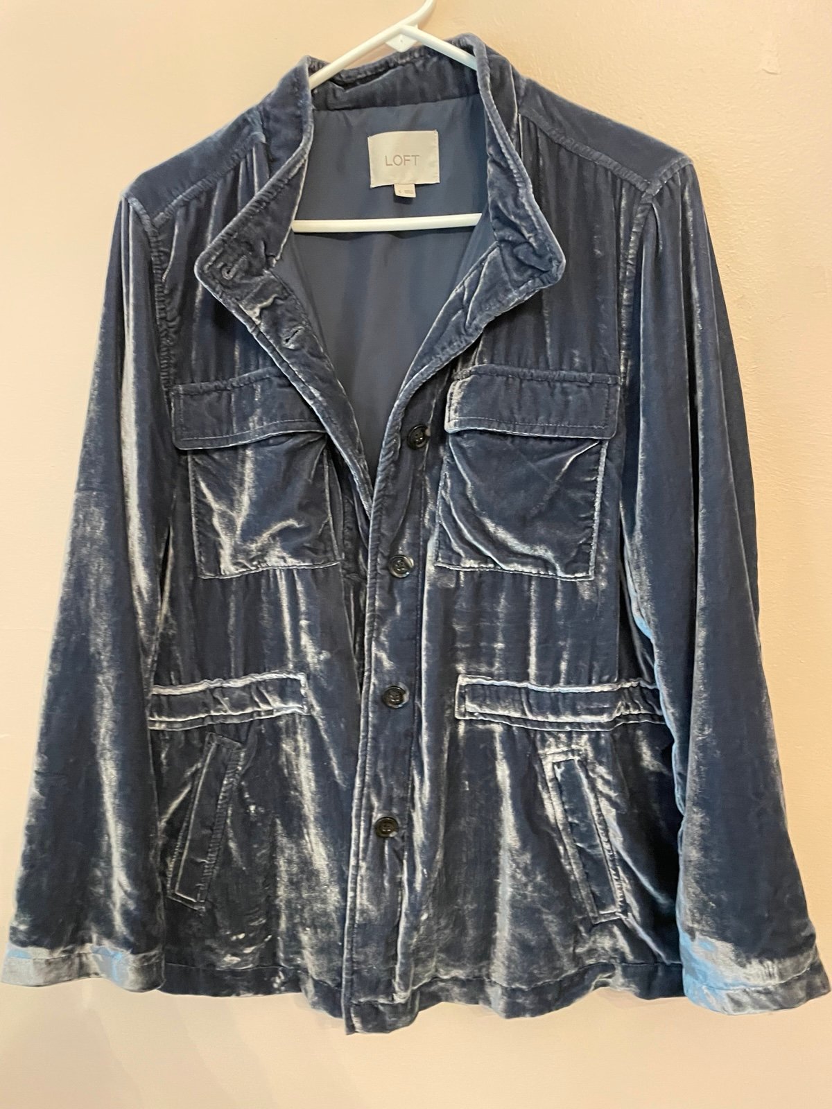 Loft Jacket Top in crushed velvet look size large