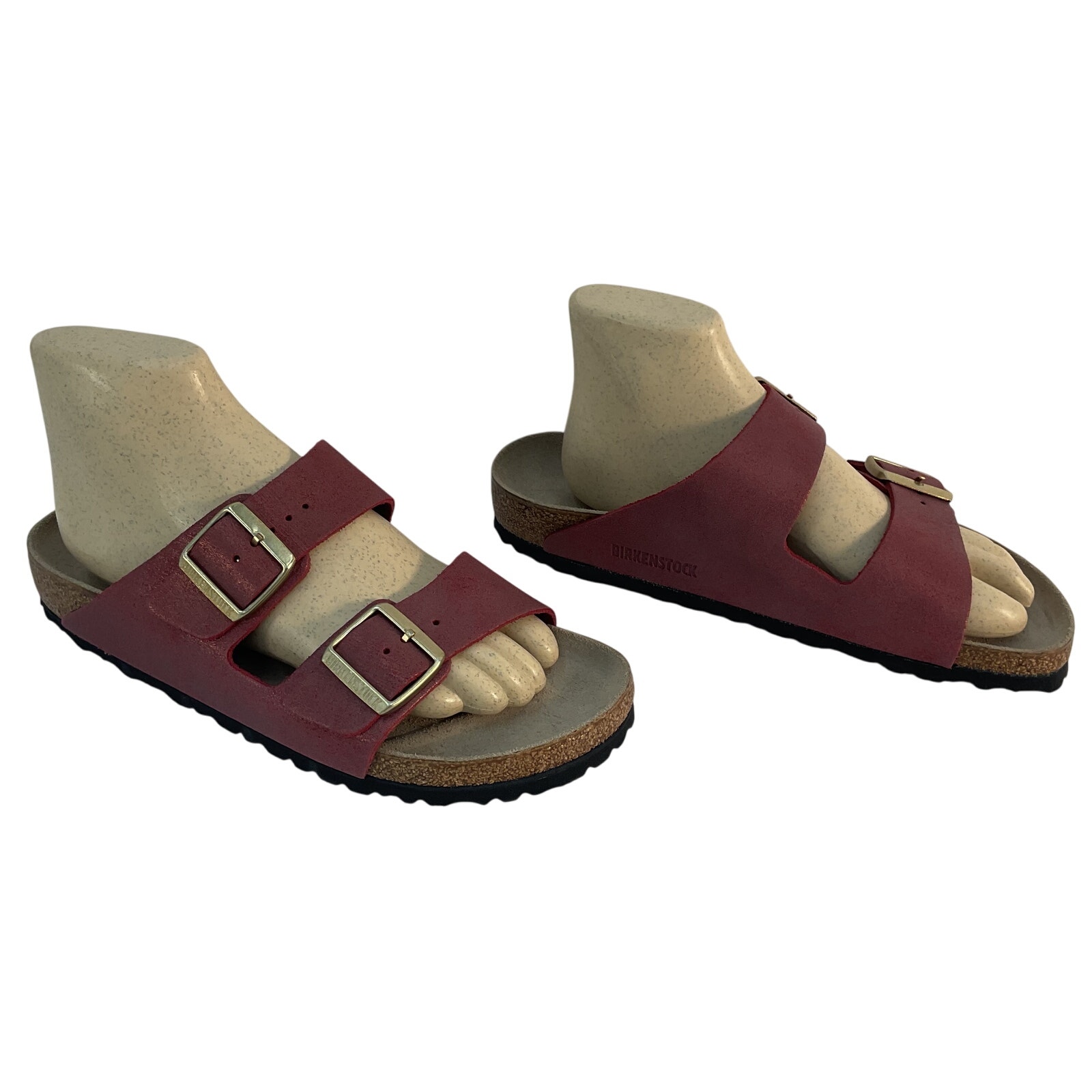 Birkenstock Red Nubuck Leather Slide Sandals Women’s Size 9 Preowned